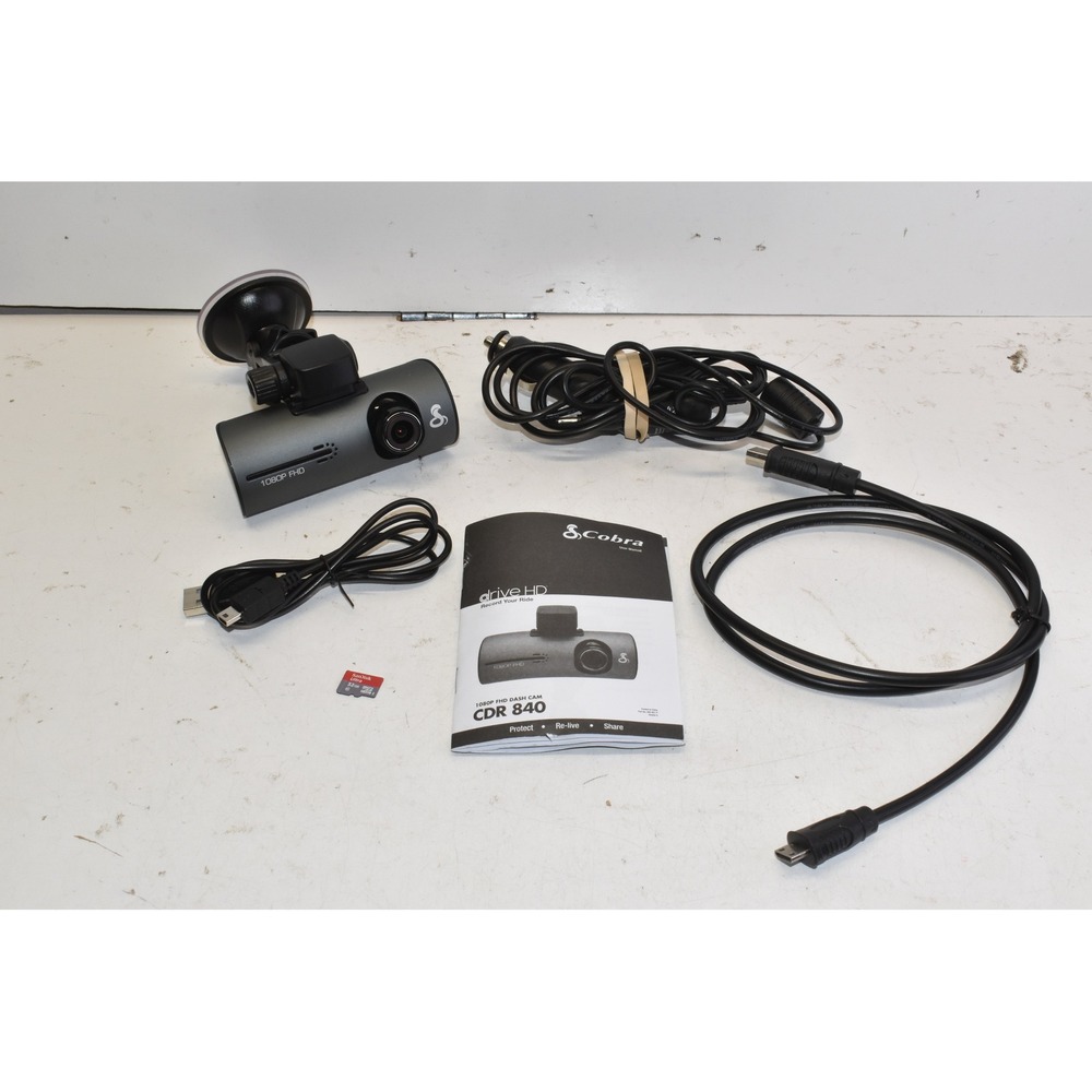 Cobra Dash Cam CDR 840‎ Gray 1080P FHD GPS 32GB SD Card Bundle